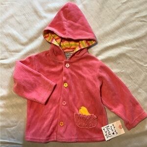 NEW Potatoes pink corduroy hooded jacket with chick on front. Size 18 months.